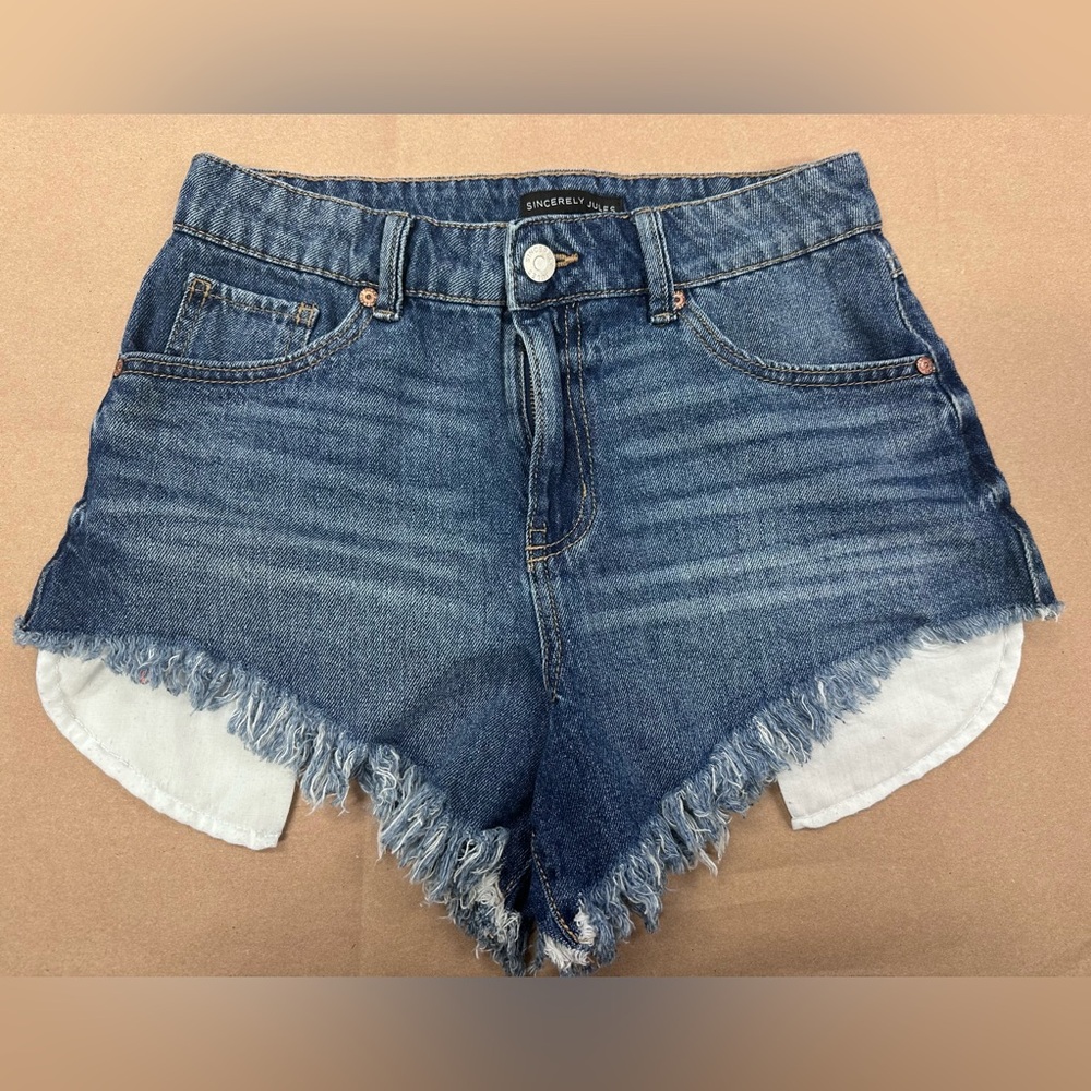 Sincerely Jules Frayed Hem Blue Jean Shorts Size 1 / 25